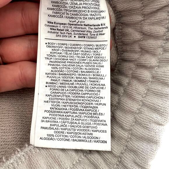 Nike Jordan Loose Fit Crop Hoodie Grey M | Jumpman Flight Logo | 100% Cotton - Picture 7 of 9